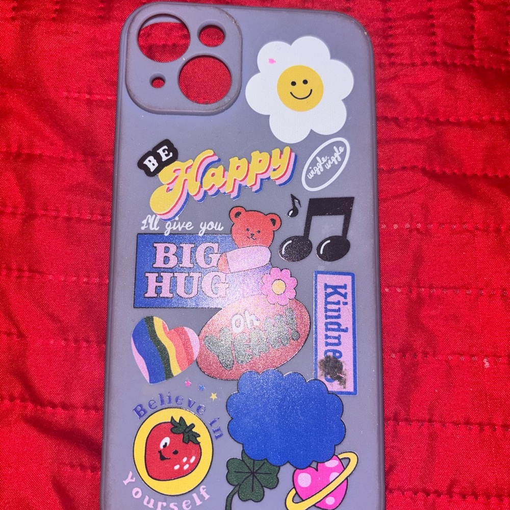 Decorative Phone Case with Stickers - Gray